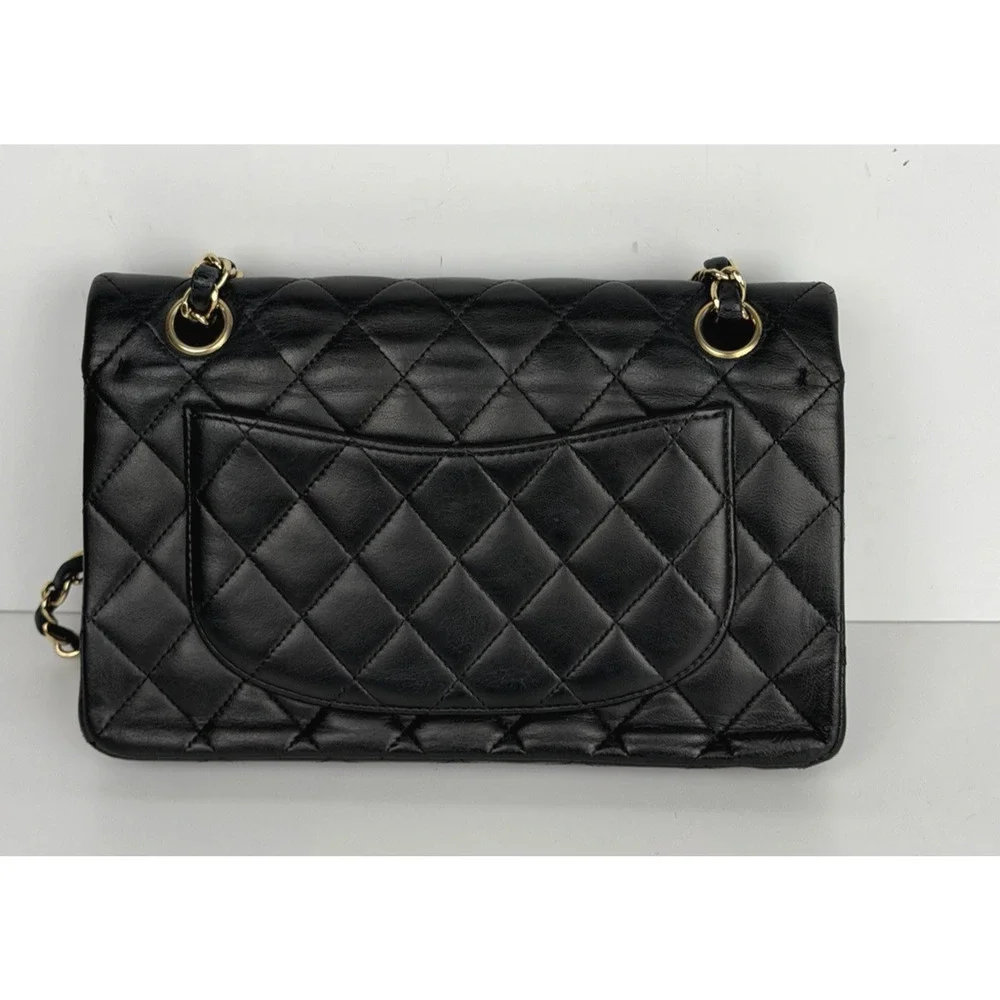 CHANEL Shoulder Bag Double Flap Small Black Quilted Leather 2009-2010 U2 - Picture 4 of 15